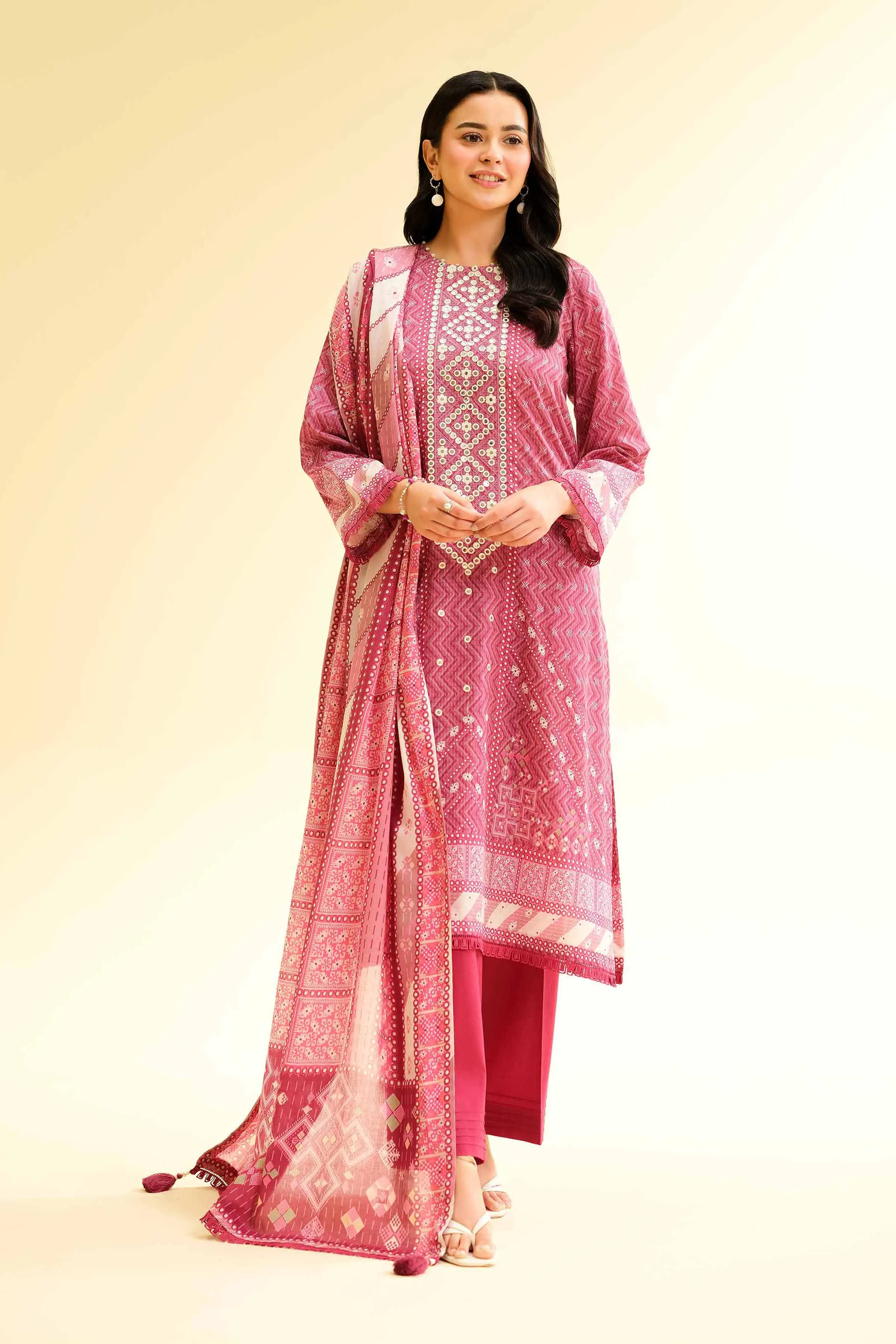3 Piece - Digital Printed Embroidered Suit - 42501426