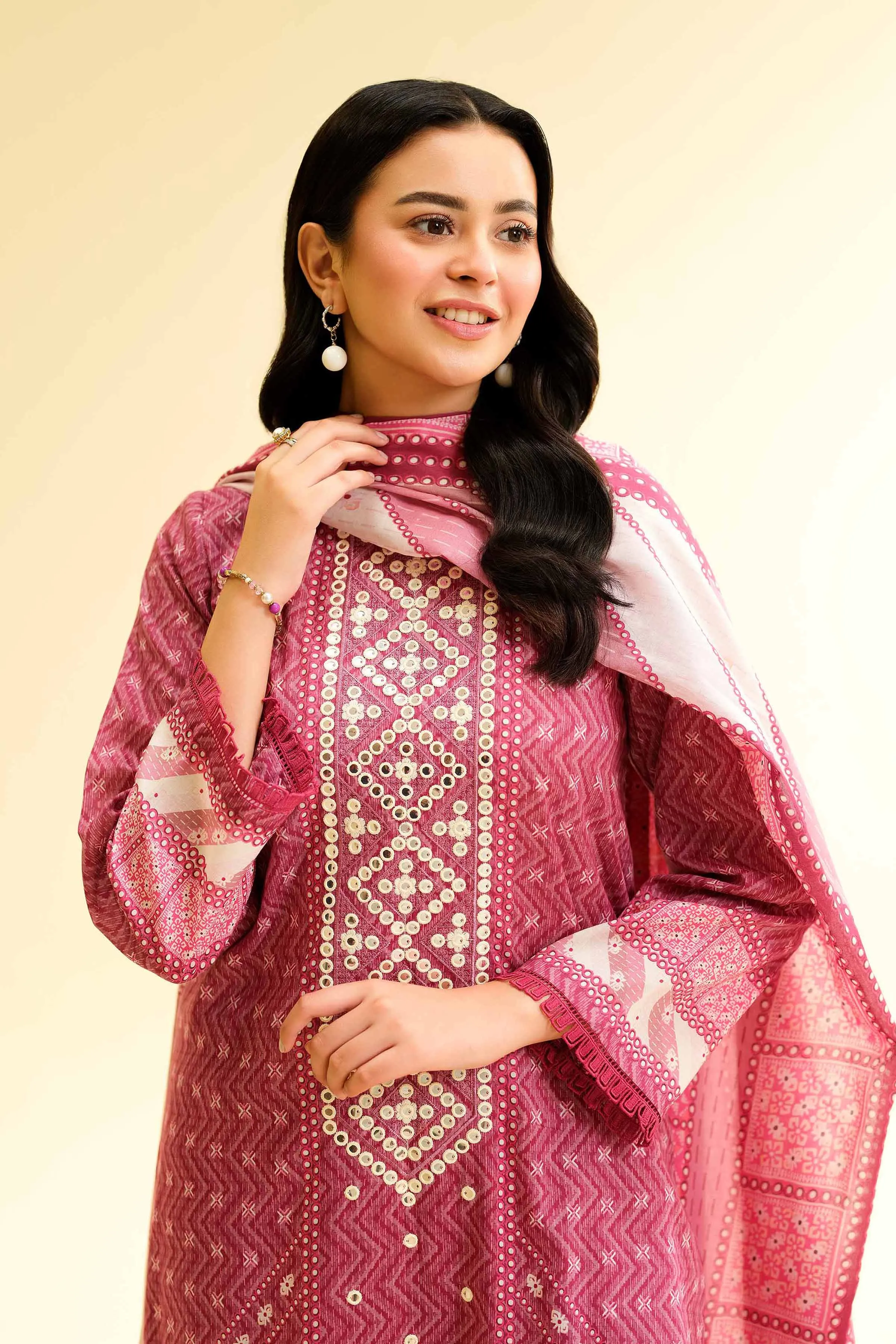 3 Piece - Digital Printed Embroidered Suit - 42501426