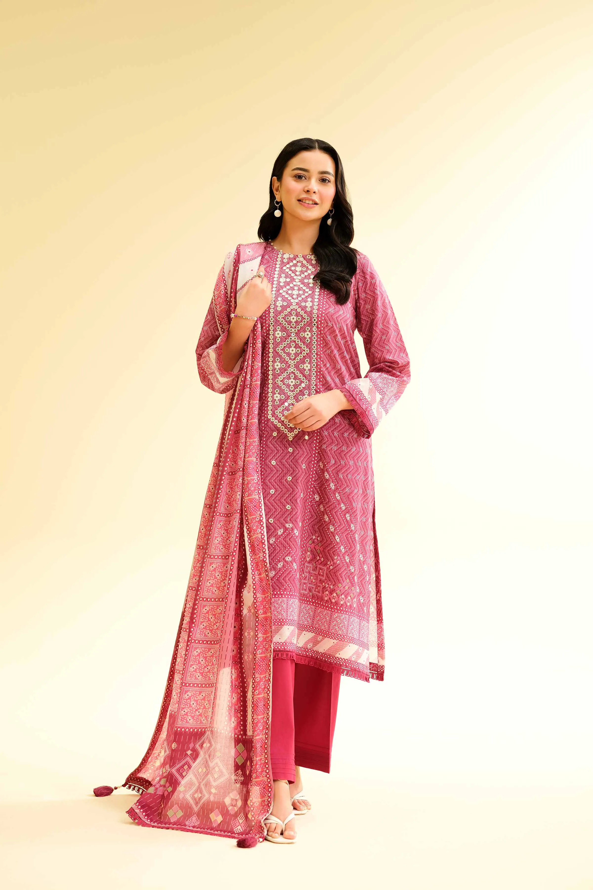 3 Piece - Digital Printed Embroidered Suit - 42501426