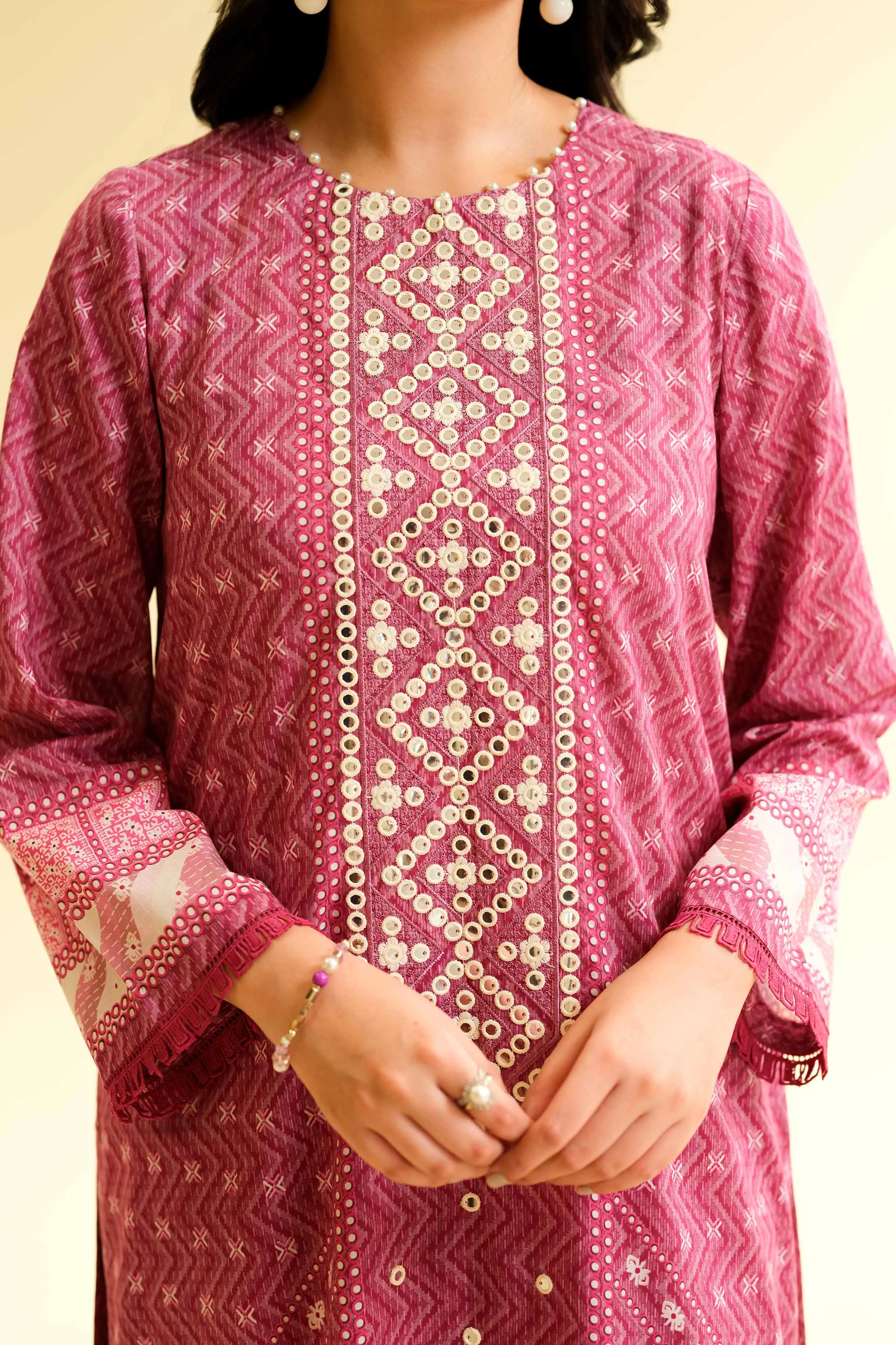 3 Piece - Digital Printed Embroidered Suit - 42501426