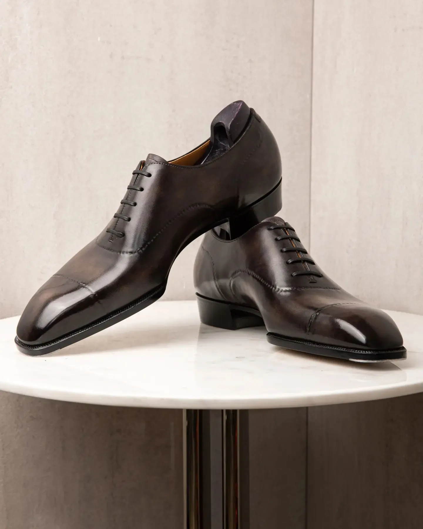 Brown Leather Oxford Suave Step Lace Up Shoes - Summer 2024 Collection