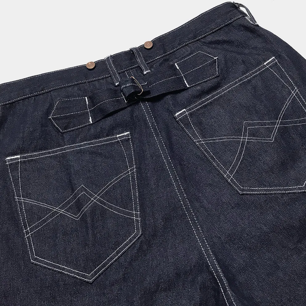 BZEN M.1198 KYLE H18 VINTAGE RELAX TAPERED 5 POCKET BUCKLE BACK DEAD STOCK GREENWOOD MILLS DENIM-12OZ-HRH INDIGO