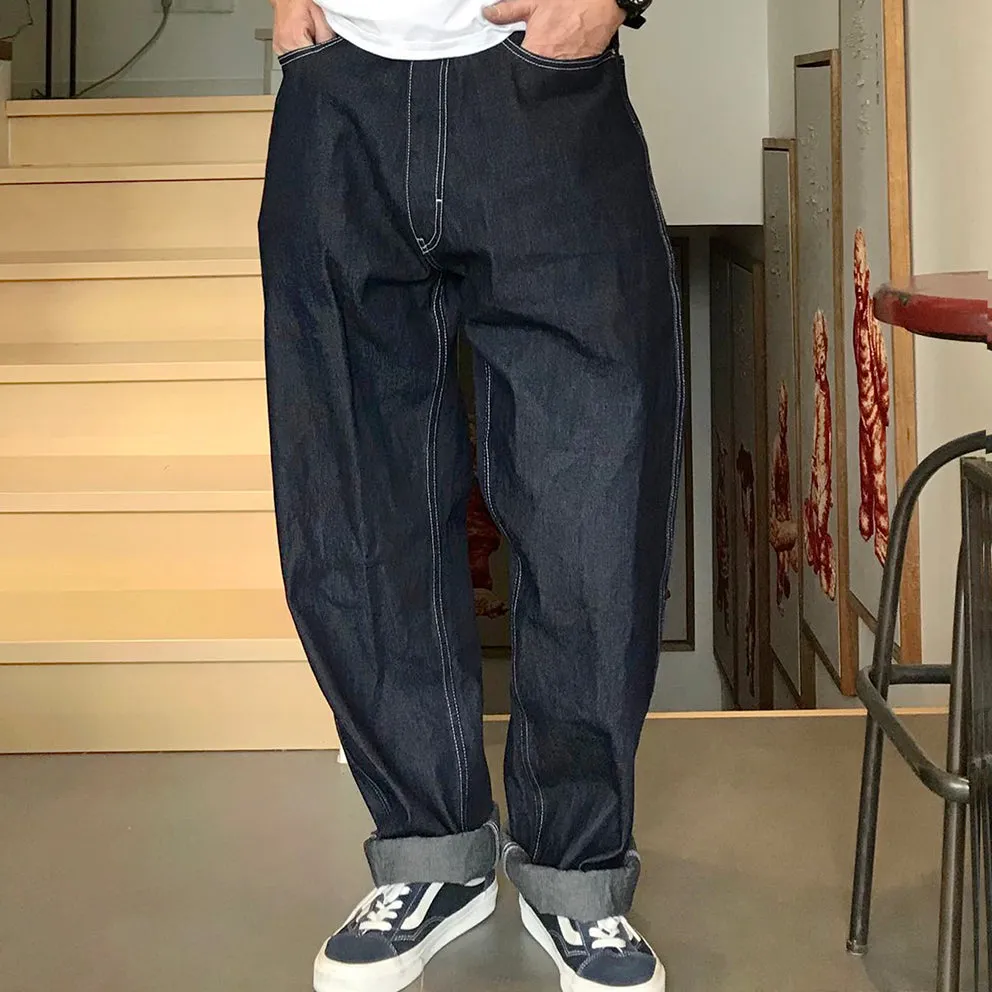 BZEN M.1198 KYLE H18 VINTAGE RELAX TAPERED 5 POCKET BUCKLE BACK DEAD STOCK GREENWOOD MILLS DENIM-12OZ-HRH INDIGO