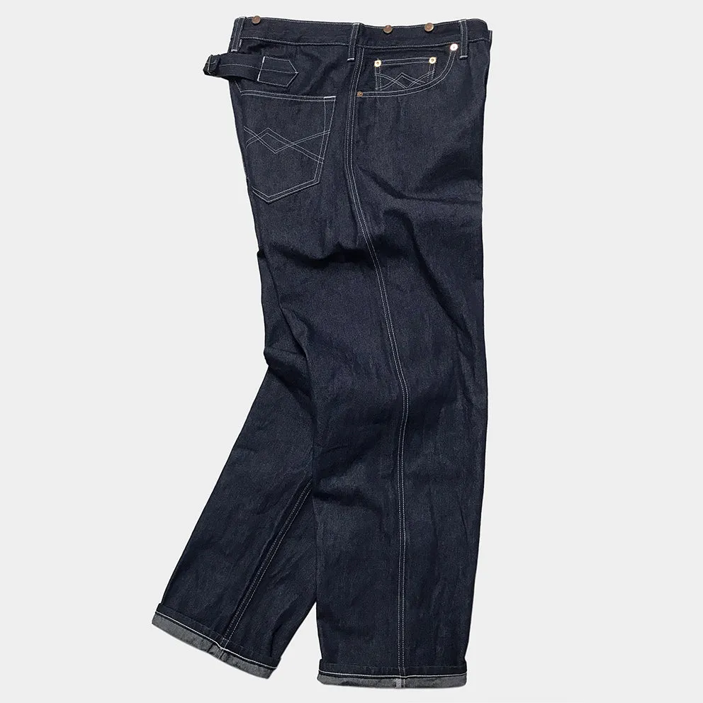 BZEN M.1198 KYLE H18 VINTAGE RELAX TAPERED 5 POCKET BUCKLE BACK DEAD STOCK GREENWOOD MILLS DENIM-12OZ-HRH INDIGO