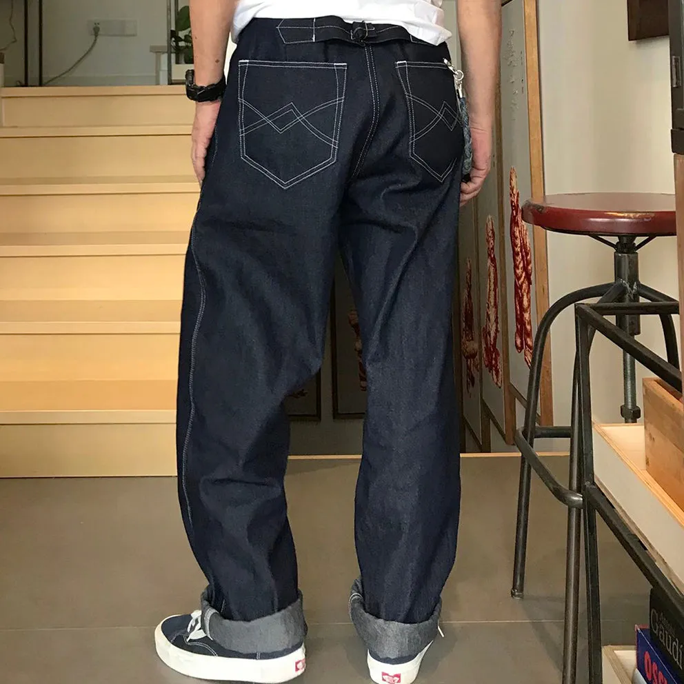 BZEN M.1198 KYLE H18 VINTAGE RELAX TAPERED 5 POCKET BUCKLE BACK DEAD STOCK GREENWOOD MILLS DENIM-12OZ-HRH INDIGO
