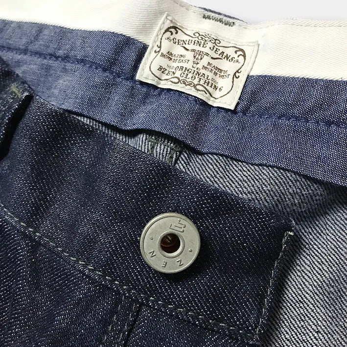 BZEN UNARMY - M.1136 L30-RORY RELAX STRAIGHT BUCKLE BACK 14.5oz RAW SELVEDGE- E0 RINSE