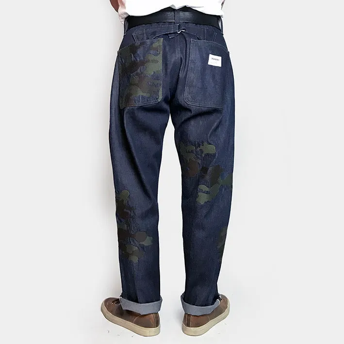 BZEN UNARMY - M.1136 L30-RORY RELAX STRAIGHT BUCKLE BACK 14.5oz RAW SELVEDGE- E0 RINSE