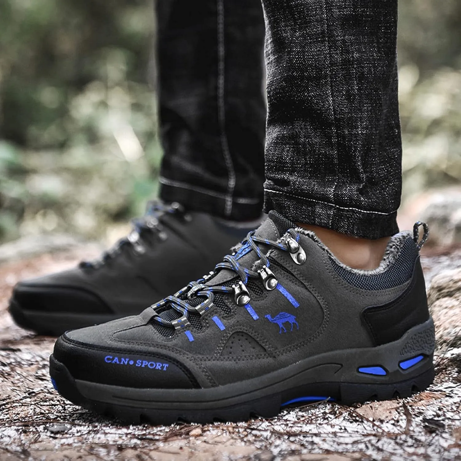 hongrenamz Men's Walking Shoes Waterproof Trekking Boots Low Rise Hiking Boots Trail Running Climbing Camping