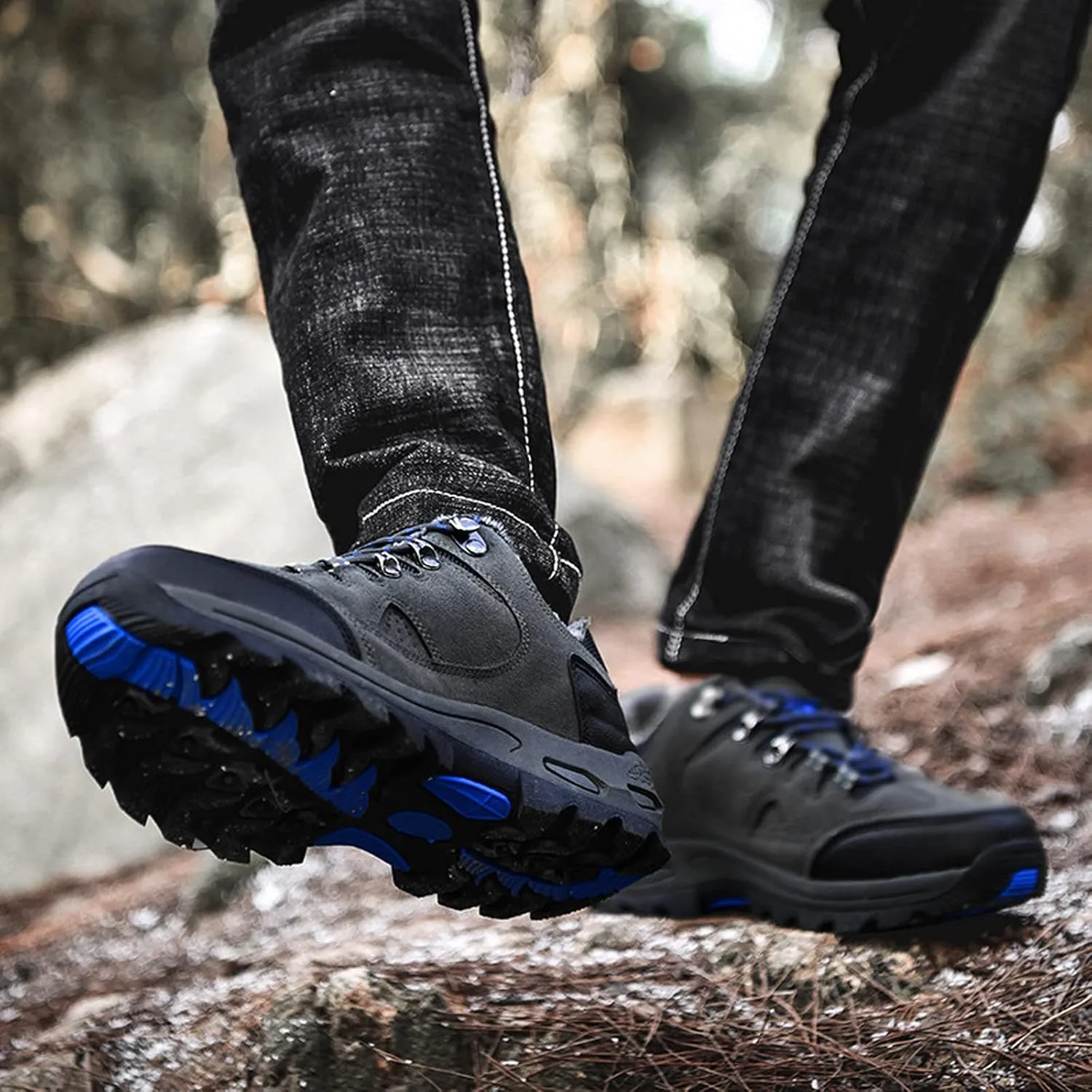 hongrenamz Men's Walking Shoes Waterproof Trekking Boots Low Rise Hiking Boots Trail Running Climbing Camping