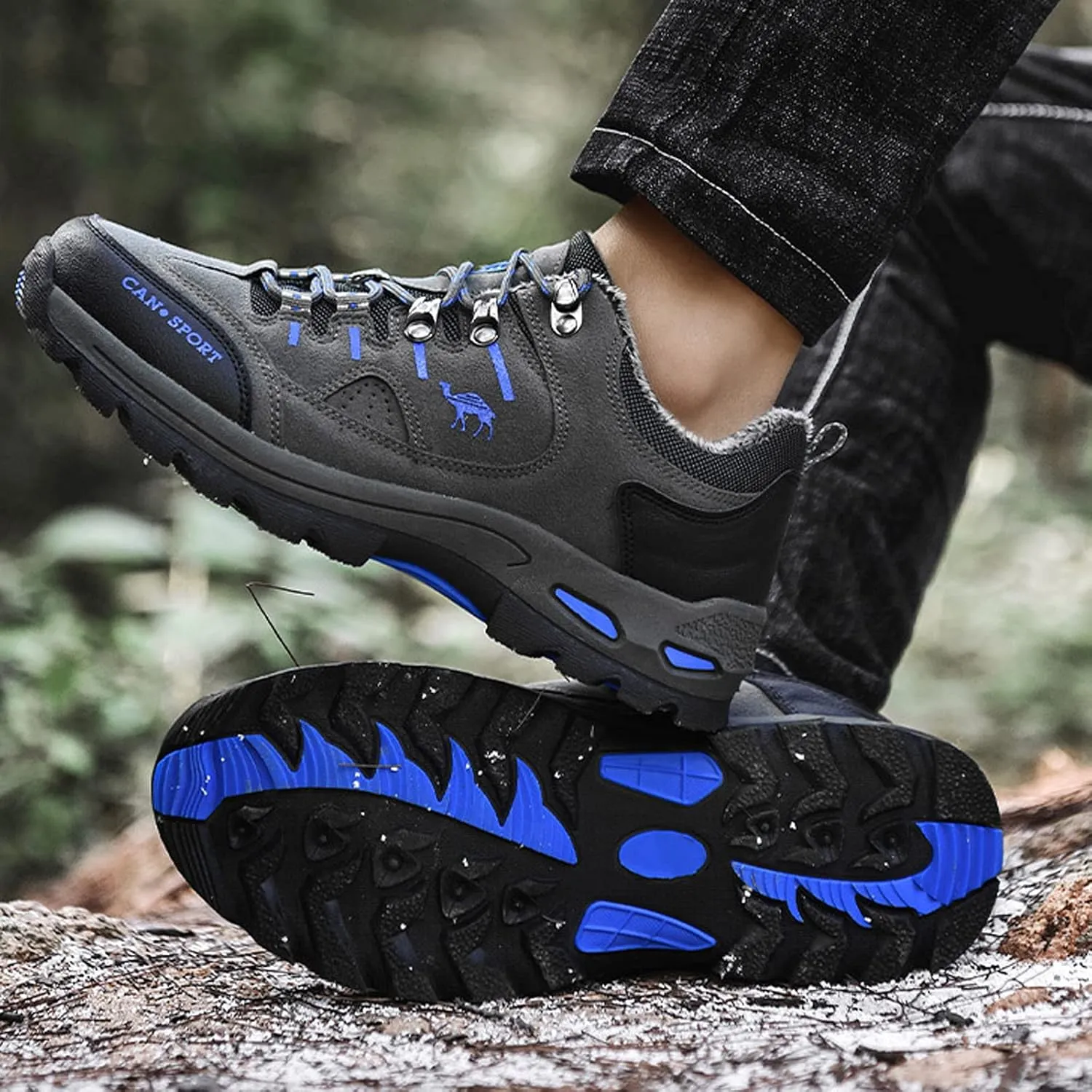 hongrenamz Men's Walking Shoes Waterproof Trekking Boots Low Rise Hiking Boots Trail Running Climbing Camping