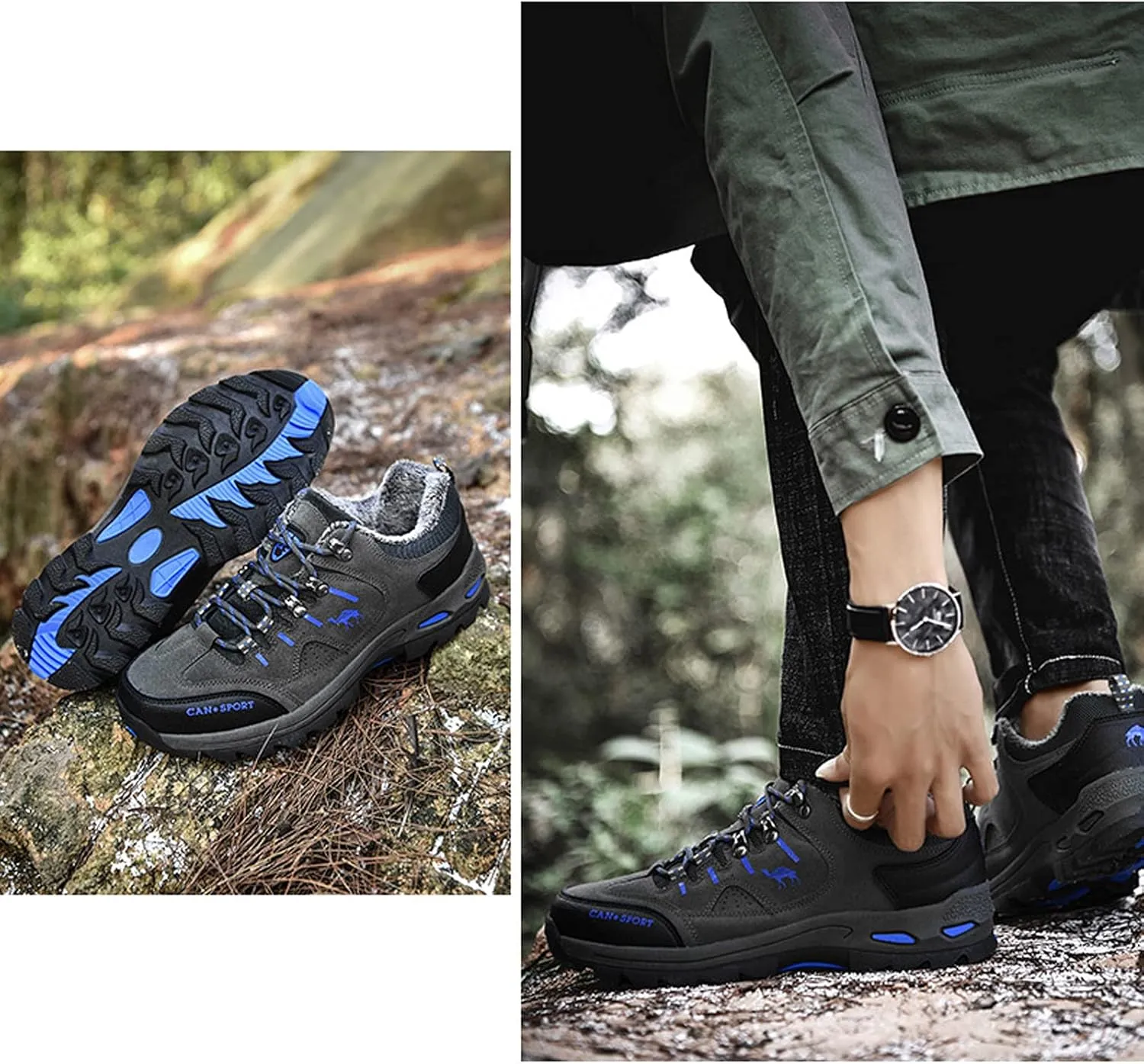 hongrenamz Men's Walking Shoes Waterproof Trekking Boots Low Rise Hiking Boots Trail Running Climbing Camping