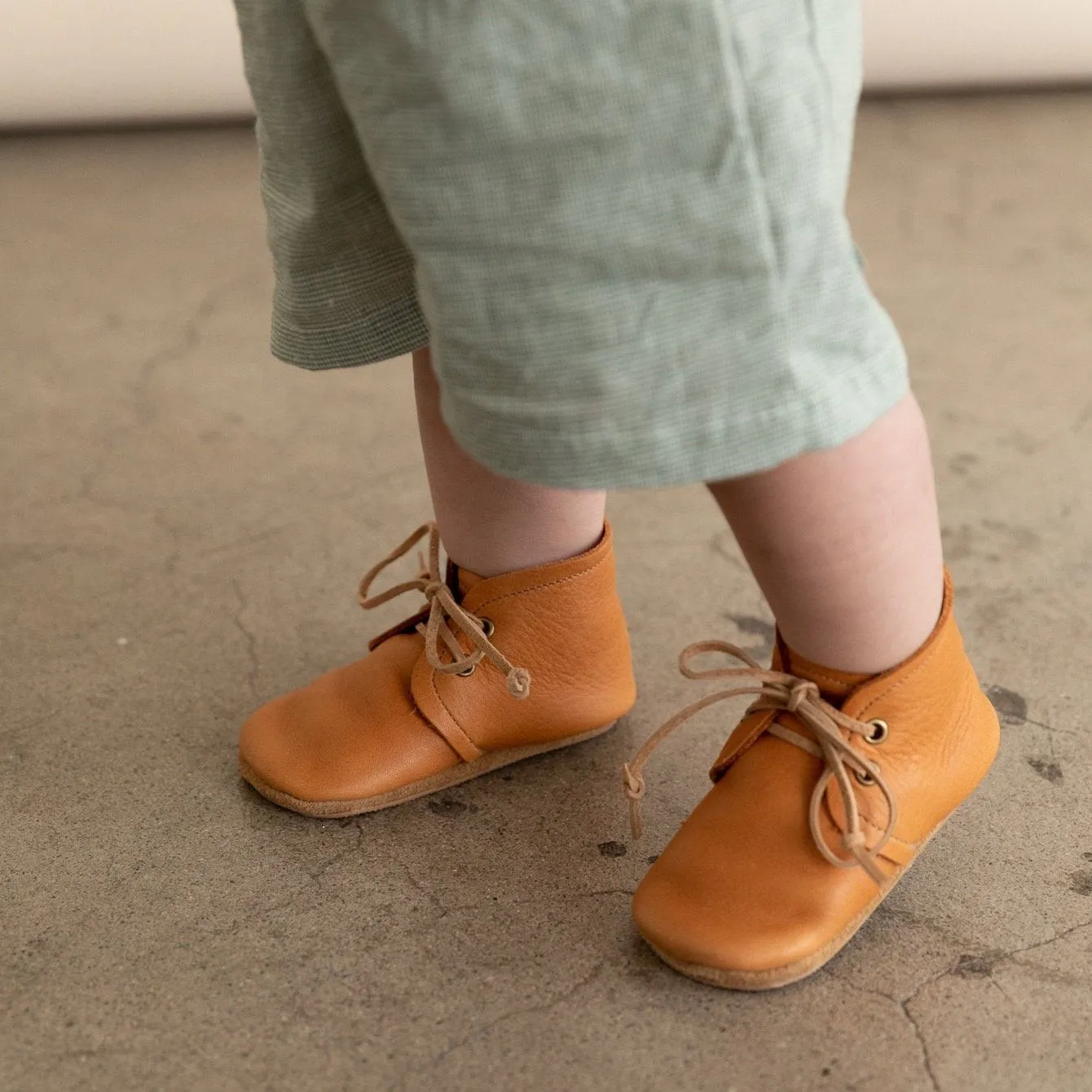 Leather Baby Boots in Almond