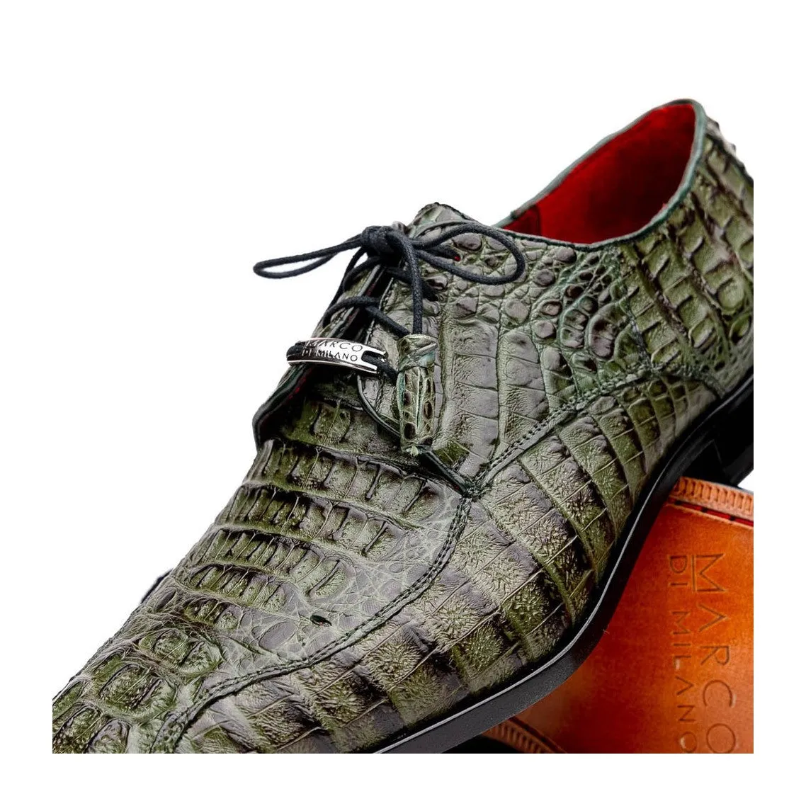 Marco Di Milano Apricena Men's Shoes Genuine Caiman Crocodile Dress Derby Oxfords (MDM1092)