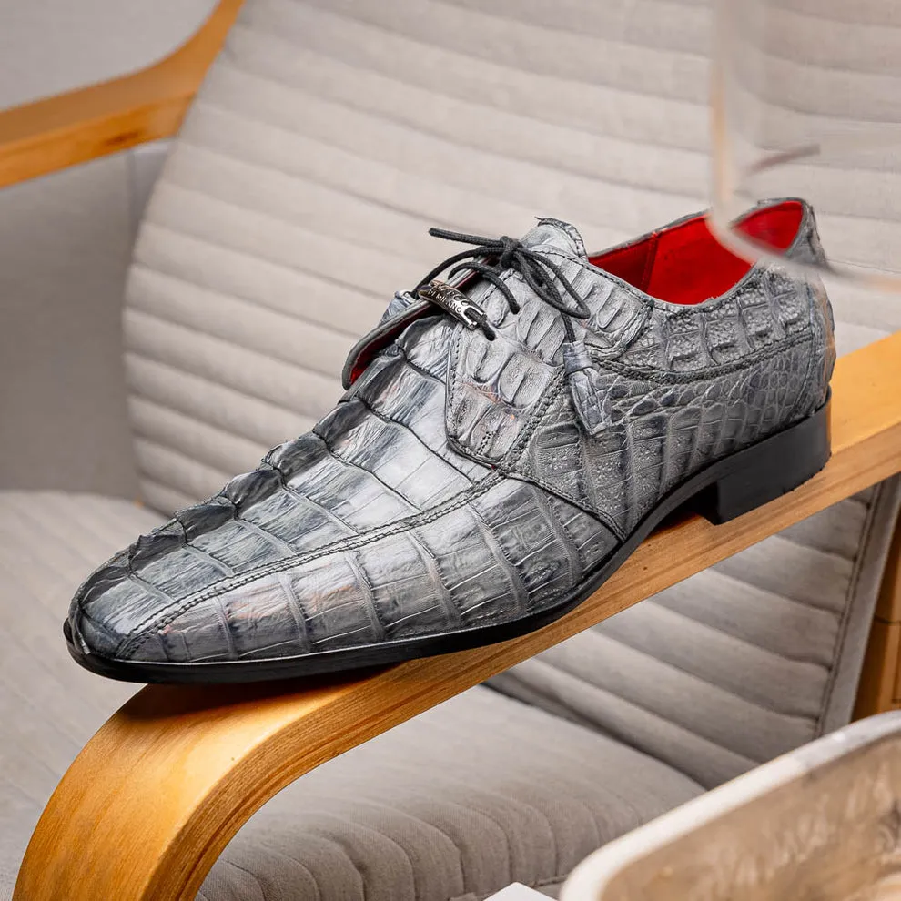 Marco Di Milano Cancun Men's Shoes Exotic Hornback Crocodile Skin Derby Oxfords (MDM1003)