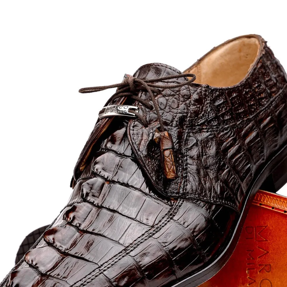 Marco Di Milano Cancun Men's Shoes Exotic Hornback Crocodile Skin Derby Oxfords (MDM1003)