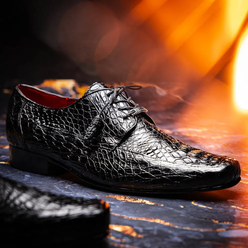 Marco Di Milano Leonardo Men's Shoes Genuine Caiman Crocodile Dress Derby Oxfords (MDM1147)