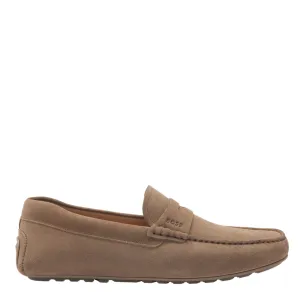 Mens BOSS Medium Beige Noel Moccasin Suede Shoes