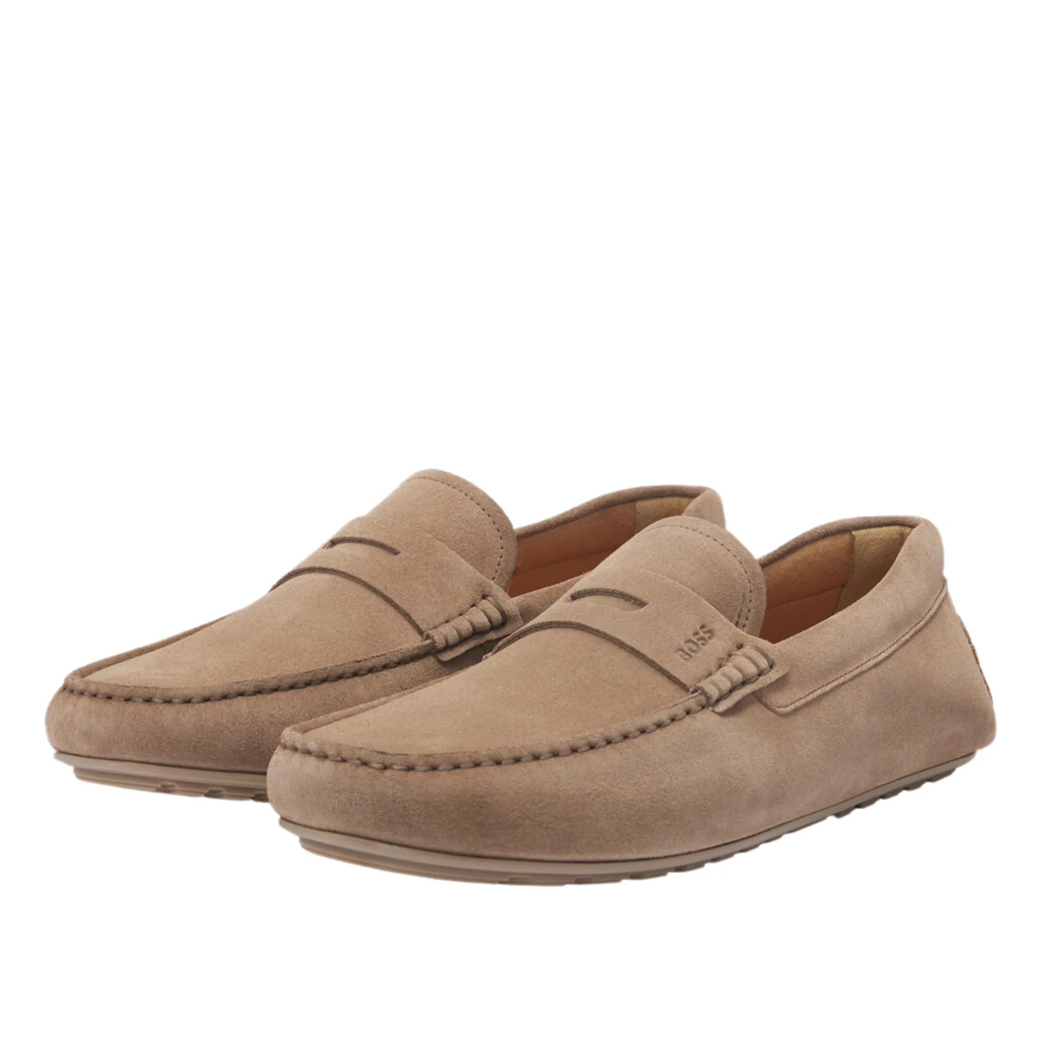 Mens BOSS Medium Beige Noel Moccasin Suede Shoes