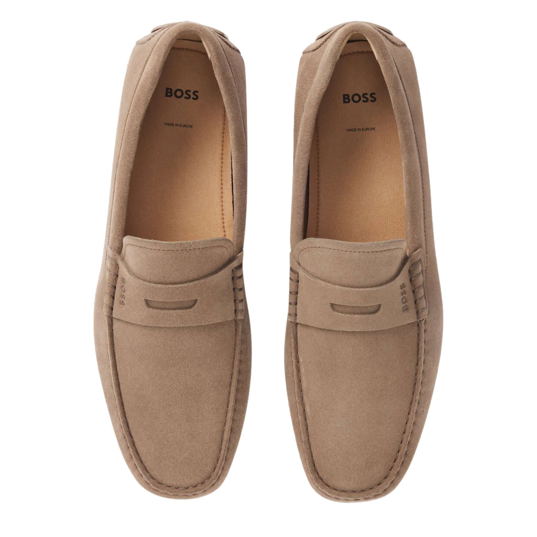 Mens BOSS Medium Beige Noel Moccasin Suede Shoes