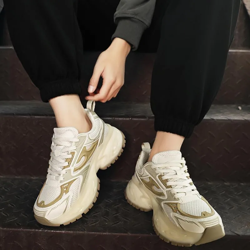 Men's Silver Fashion Sneakers Dad Shoes Walking Casual Athletic Chunky Platform Sneakers