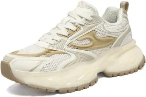 Men's Silver Fashion Sneakers Dad Shoes Walking Casual Athletic Chunky Platform Sneakers