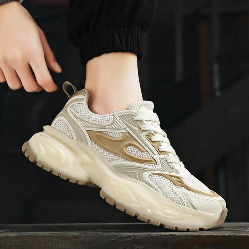 Men's Silver Fashion Sneakers Dad Shoes Walking Casual Athletic Chunky Platform Sneakers