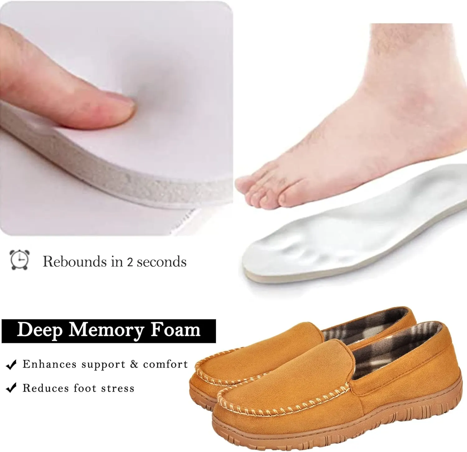 MIXIN Mens Slippers Moccasins Slippers for Men House Shoes with Warm and Cozy Memory Foam Hard Sole Men's Indoor Outdoor Slippers