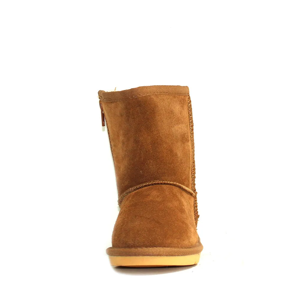 Stax Side Zip Kids Boot - Chestnut