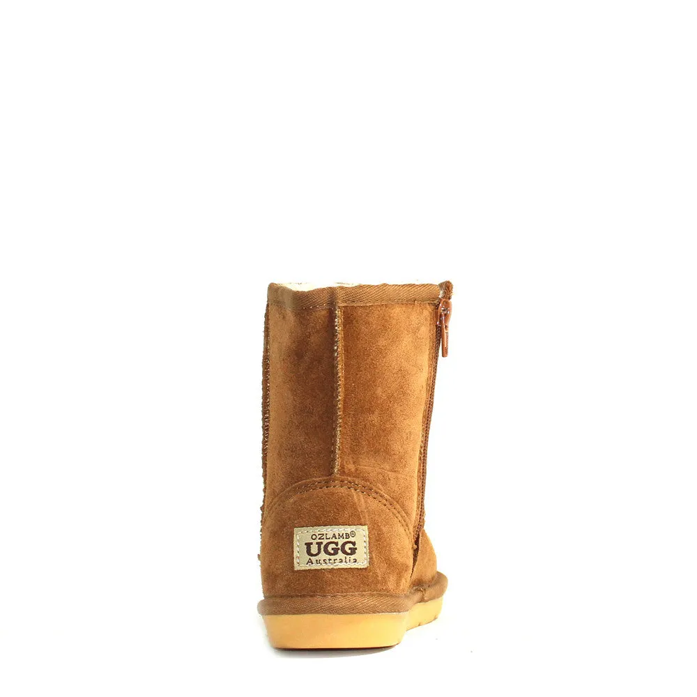 Stax Side Zip Kids Boot - Chestnut
