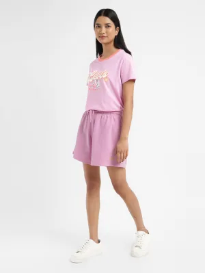 Women's Mid Rise Pink Regular Fit Shorts
