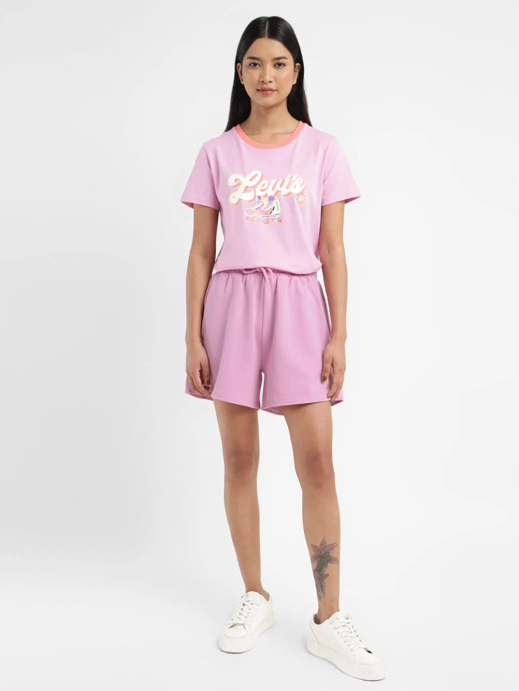 Women's Mid Rise Pink Regular Fit Shorts